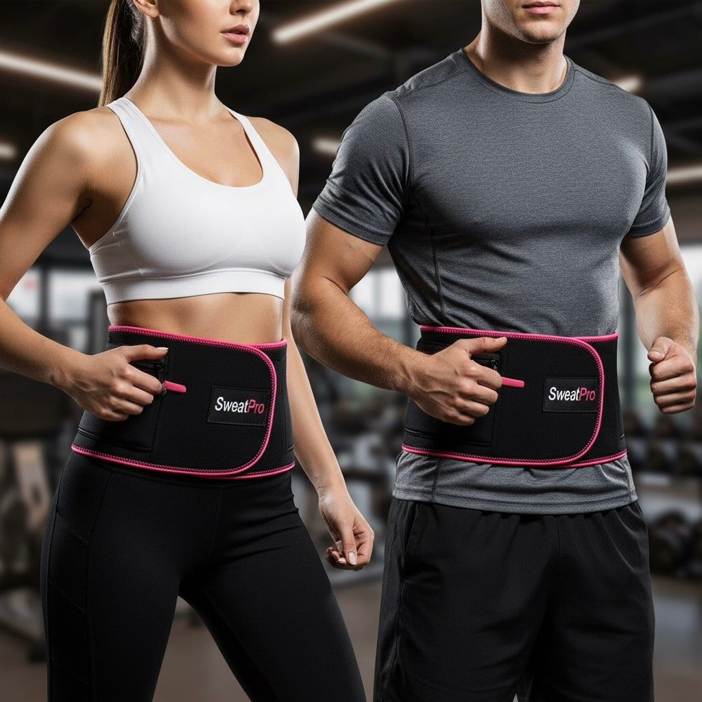 SweatPro™ SmartFit Slimming Belt with Phone Pocket | Waist Trainer for Inch Loss, Fat Burn & Back Support | Gym Sweat Belt for Men & Women | Adjustable Neoprene Body Shaper
