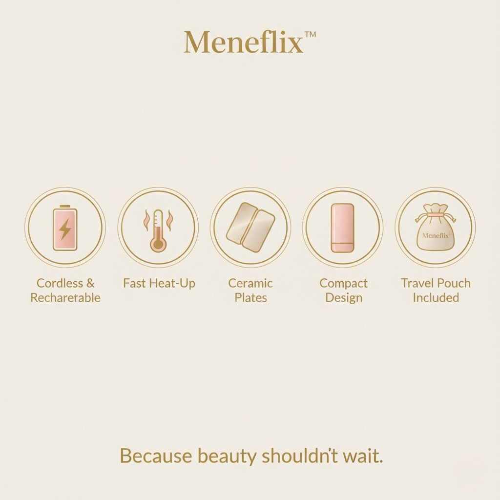 Meneflix™ Cordless Mini Hair Straightener | Compact, Rechargeable & Travel-Friendly Beauty Essential